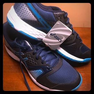 Navy, blue, and aqua ASICS Sneakers